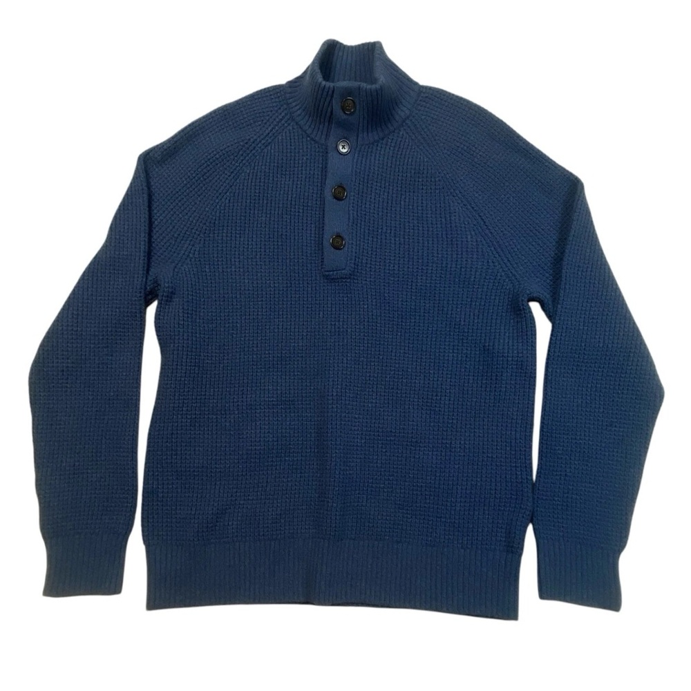 Banana Republic Sweater Men's Large Blue Italian Yarn Wool Blend Button Collar